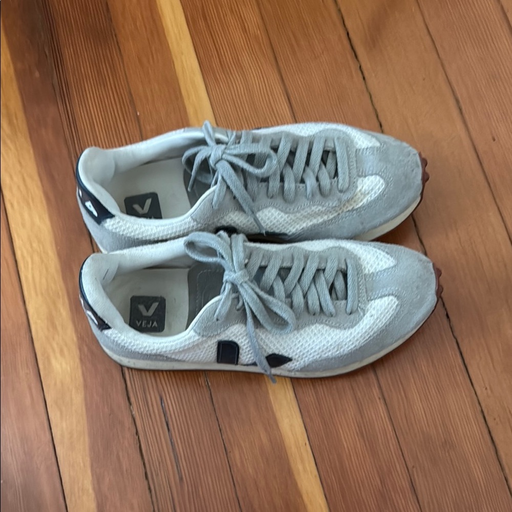 Veja Gray and White Casual Sneakers
